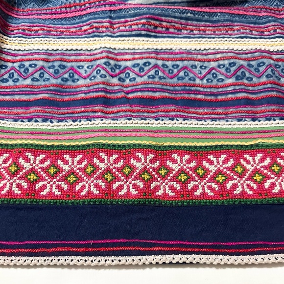 Lucky Brand Colorful Ethnic Hmong Style Boho Folk Skirt with Elastic Waist - S - Picture 11 of 15